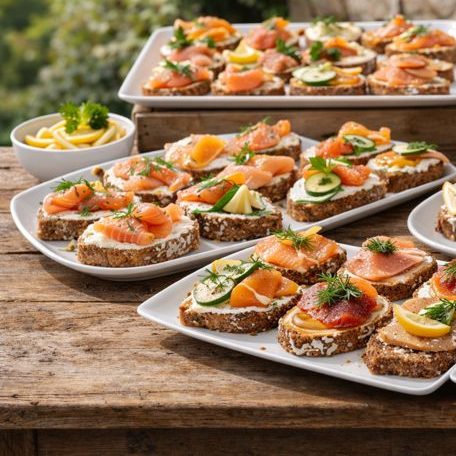Lachs-Schnittchen Kleesattels Catering in Wesseling
